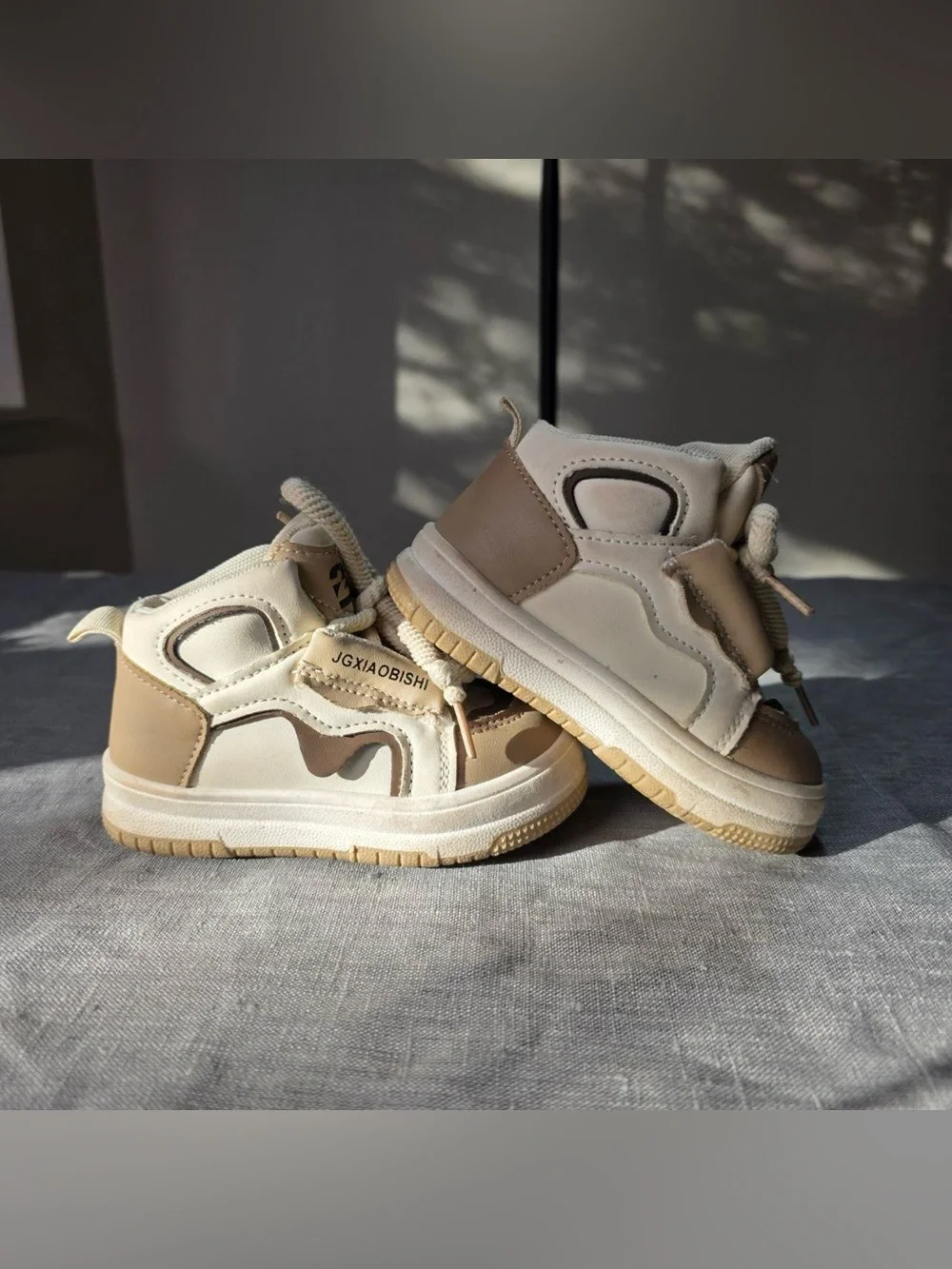 JGXIAOBISHI Toddler Shoes Size 7 US 23 EU Beige Brown High Top Chunky Sneakers